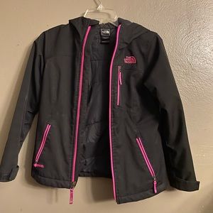 Girls size 10/12 black and pink north face jacket